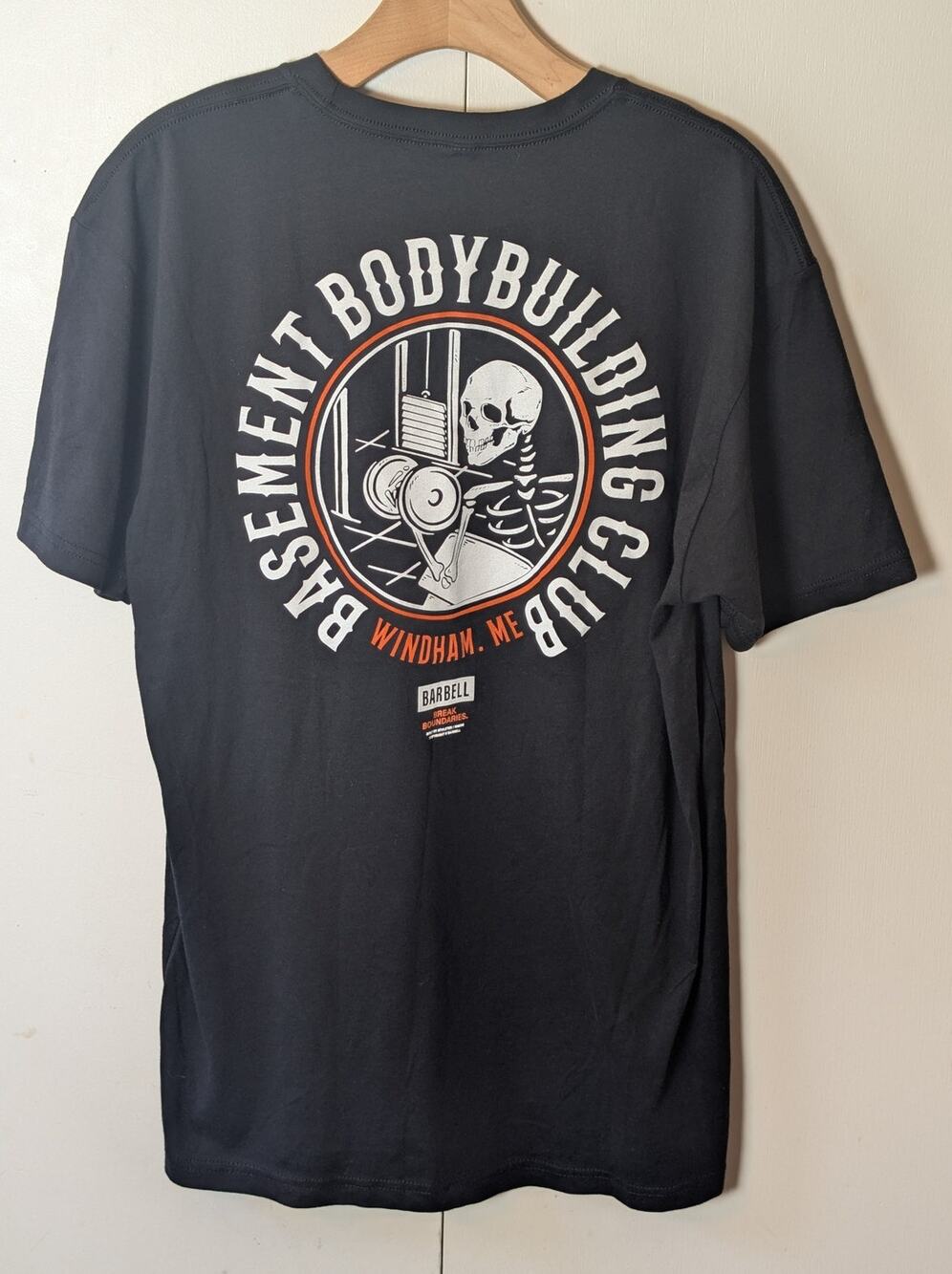 Barbell Basement Bodybuilding Club Black T-Shirt Large